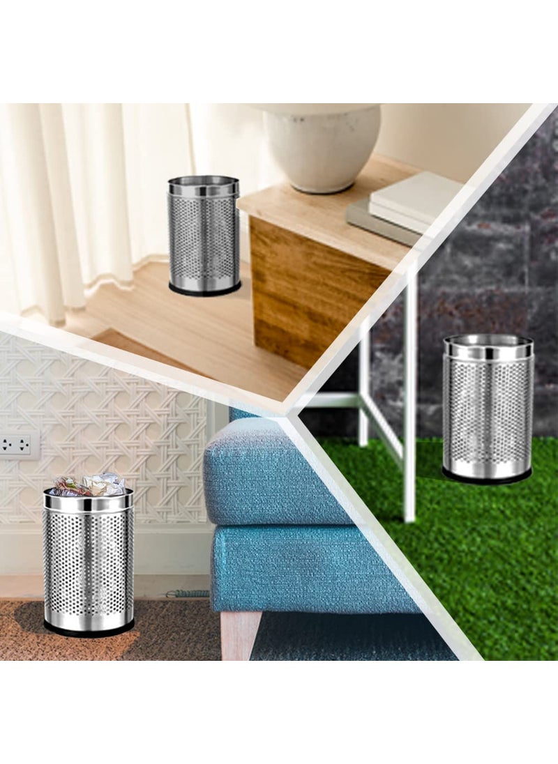 Generic Stainless Steel Open Perforated Dustbin Without Lid Steel Dustbin For Home Bedroom Rooms Office Kitchen Washroom Bathroom Large 10 x 14 18 Litre  - Image 4