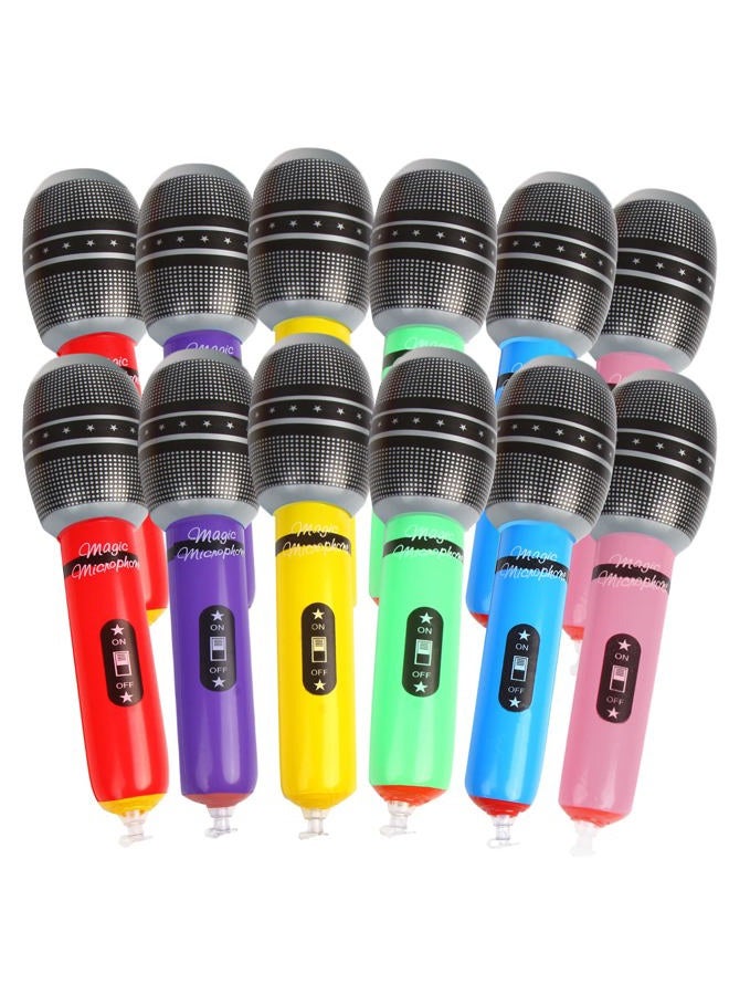 CCINEE 12 Pack Inflatable Microphones, 9.4 Inch Giant Blow Up Microphone Inflatable Microphone Props for 80s 90s Musical Concert Themed Party Favors(Ramdon Colors) - Image 1