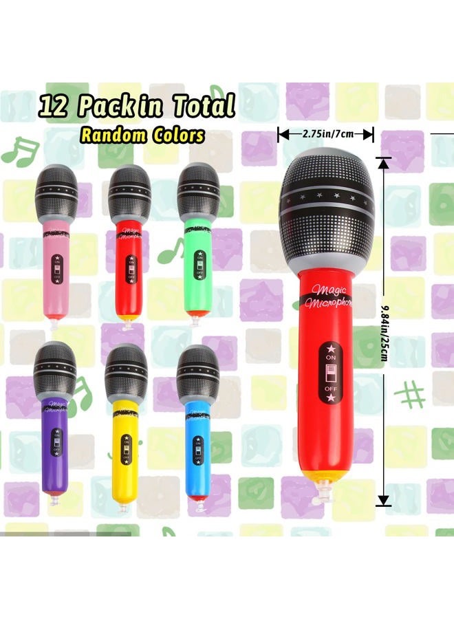 CCINEE 12 Pack Inflatable Microphones, 9.4 Inch Giant Blow Up Microphone Inflatable Microphone Props for 80s 90s Musical Concert Themed Party Favors(Ramdon Colors) - Image 2