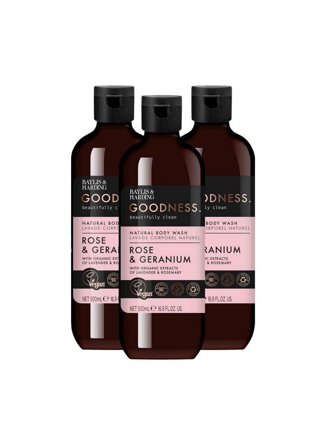 بايليس & هاردينج جودنيس باث روز ورائحة إبرة الراعي. طبيعي بنسبة 98%، مشتق طبيعيًا، نباتي ومعتمد من أطباء الجلدية. (غسل الجسم) - Image 1