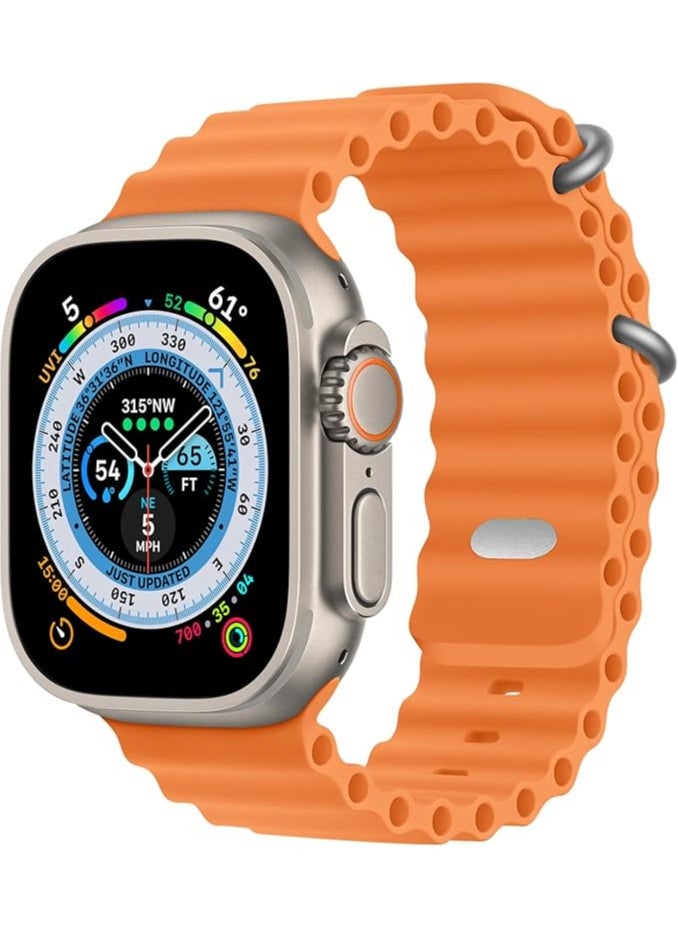 FARROBIZZ - Ocean Band Compatible With Apple Watch Ultra Band 49mm 45mm 44mm 42mm for Men, Adjustable Silicone Strap with Metal Buckle for Apple Watch Ultra 2 Band iWatch Ultra Series 9 8 7 6 5 4 3 2 1 SE - Image 1