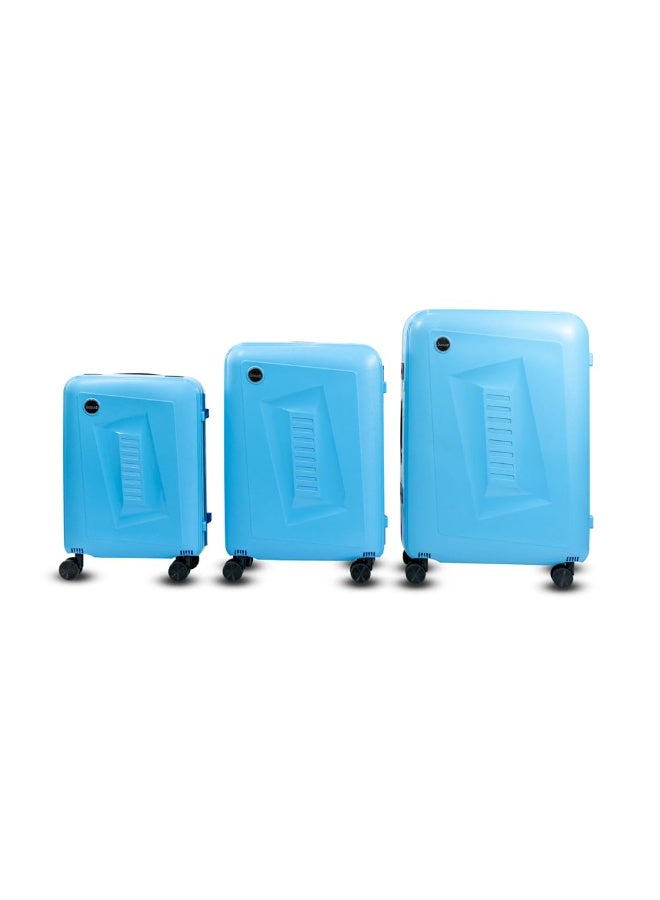 20 inch 24 inch 28 inch PP carry on suitcase 3 piece traveling luggage sets fashion style rolling trolley bag (Blue)  - Image 1