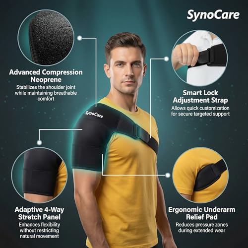 SYNOCARE Universal Shoulder Brace Support for Men & Women | Neoprene Shoulder Strap for Both Left & Right Arm, Compression Sleeve for Torn Rotator Cuff, AC Joint Pain Relief & Dislocated Shoulder - Image 2