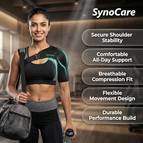 SYNOCARE Universal Shoulder Brace Support for Men & Women | Neoprene Shoulder Strap for Both Left & Right Arm, Compression Sleeve for Torn Rotator Cuff, AC Joint Pain Relief & Dislocated Shoulder - Image 3