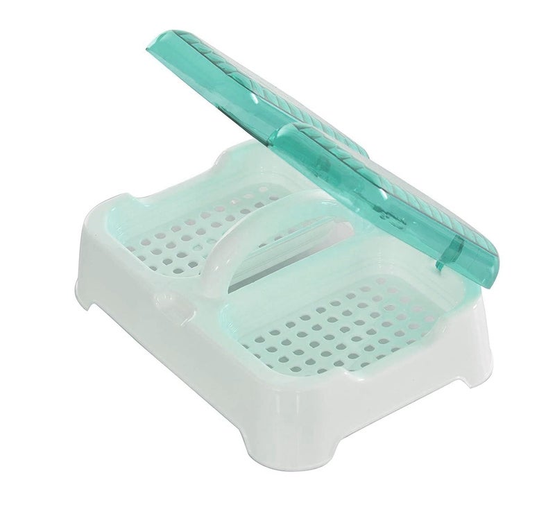 Pass Pass PASSPASS Plastic Medium Size Double Sealed Drain Soap Dish Tray Holder with Handle & Lid Cover Box Case Soap Holder (Pack of 1) (Random Color Will Be Sent) - Image 5