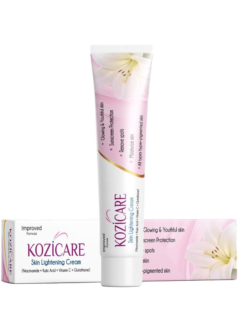 Kozicare Skin Lightening Non Sticky Cream Lotion Enriched with 3% Kojic Acid 1% Alpha Arbutin 1% Glutathione 2% Niacinamide, 2% Vitamin C 15G - Image 1