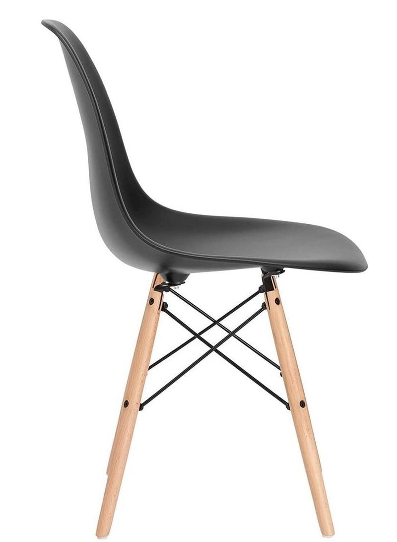 Galaxy Design Modern Dining Chair Plastic Shell With Wooden Legs Black Model- JEAM1 - Image 4