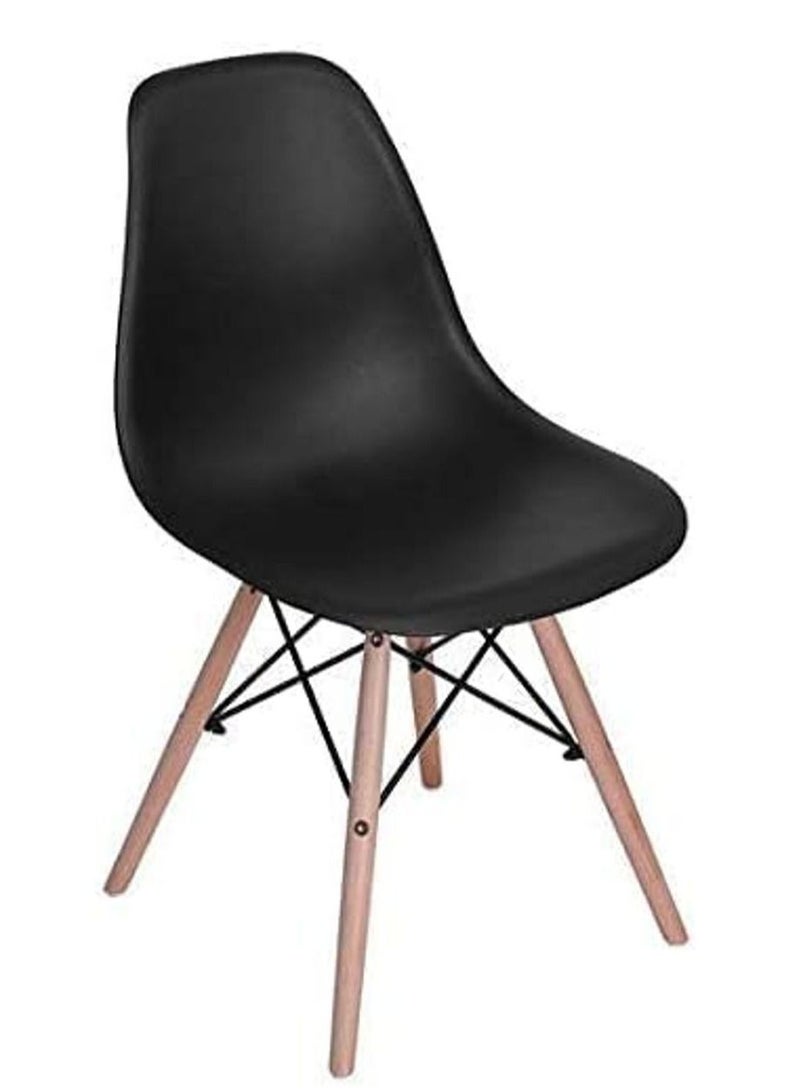 Galaxy Design Modern Dining Chair Plastic Shell With Wooden Legs Black Model- JEAM1 - Image 1