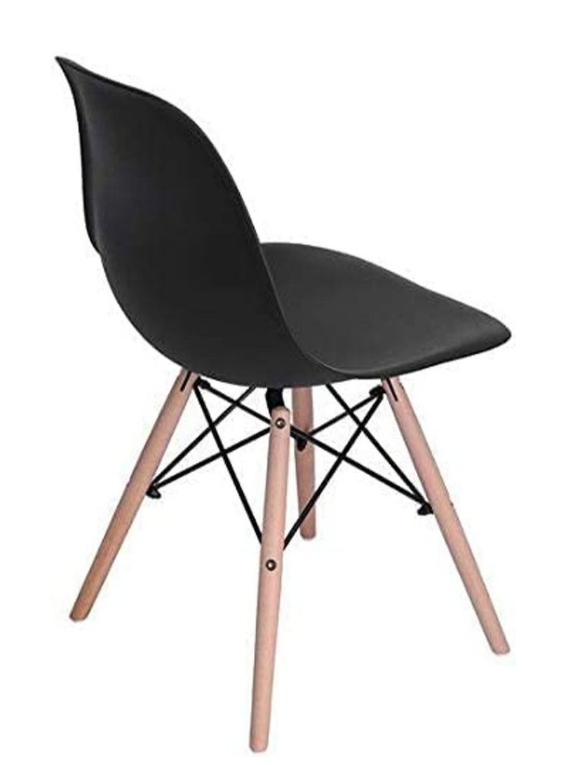 Galaxy Design Modern Dining Chair Plastic Shell With Wooden Legs Black Model- JEAM1 - Image 3