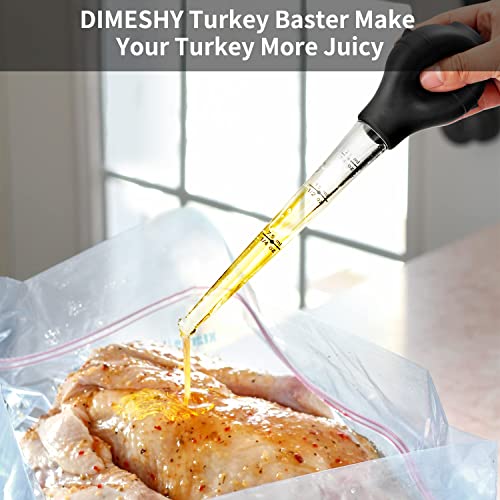 DIMESHY Turkey Baster Food Grade for Cooking & Basting, Detachable Round Bulb, Baster Cooking Good for Meat Poultry Beef Chicken, with Cleaning brush, inject needle, Basting brush - Image 3