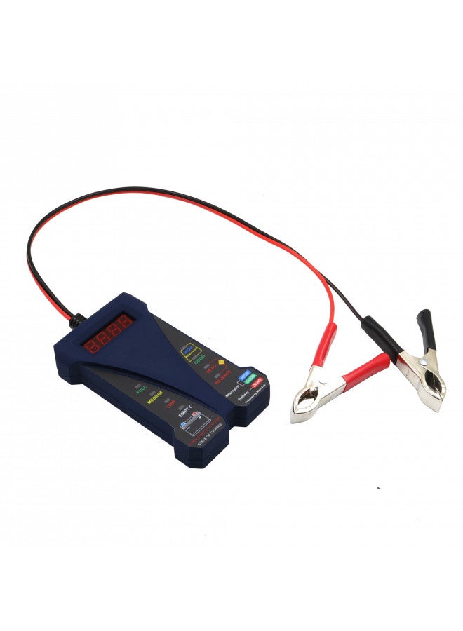 MOTOPOWER MP0514B 12V Digital Battery Tester Voltmeter and Charging System Analyzer with LCD Display and LED Indication - Blue Rubber Paint - Image 1