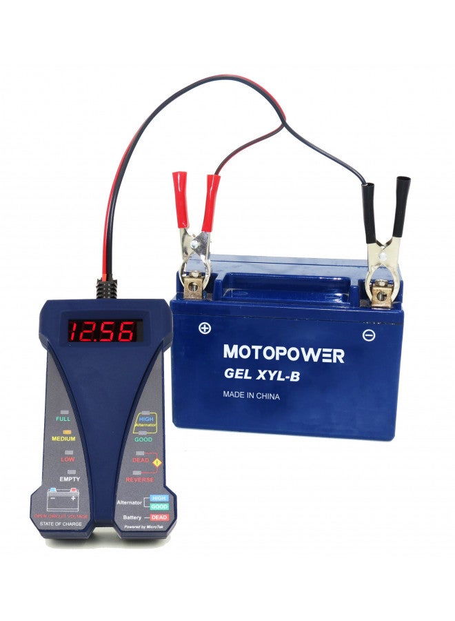 MOTOPOWER MP0514B 12V Digital Battery Tester Voltmeter and Charging System Analyzer with LCD Display and LED Indication - Blue Rubber Paint - Image 2