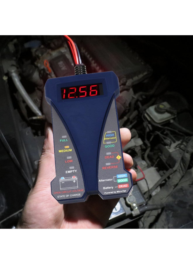 MOTOPOWER MP0514B 12V Digital Battery Tester Voltmeter and Charging System Analyzer with LCD Display and LED Indication - Blue Rubber Paint - Image 4