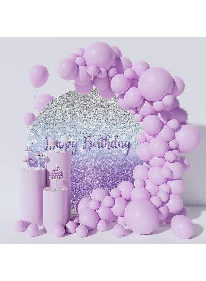 Renaiss Purple Glitter Round Backdrop Cover 7.2Ft Polyester Shiny Silver And Purple Sequins Round Photo Background Gorgeous Birthday Photography Backdrop For Girls Birthday Party Supply - Image 4