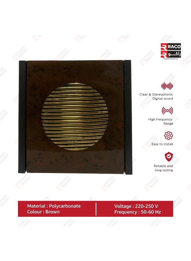 راكو جرس باب راكو - صوت دينغ دونغ كلاسيكي، جرس باب كهربائي 220 فولت بتصميم خشبي أنيق - جرس نداء منزلي متين وأنيق - Image 4