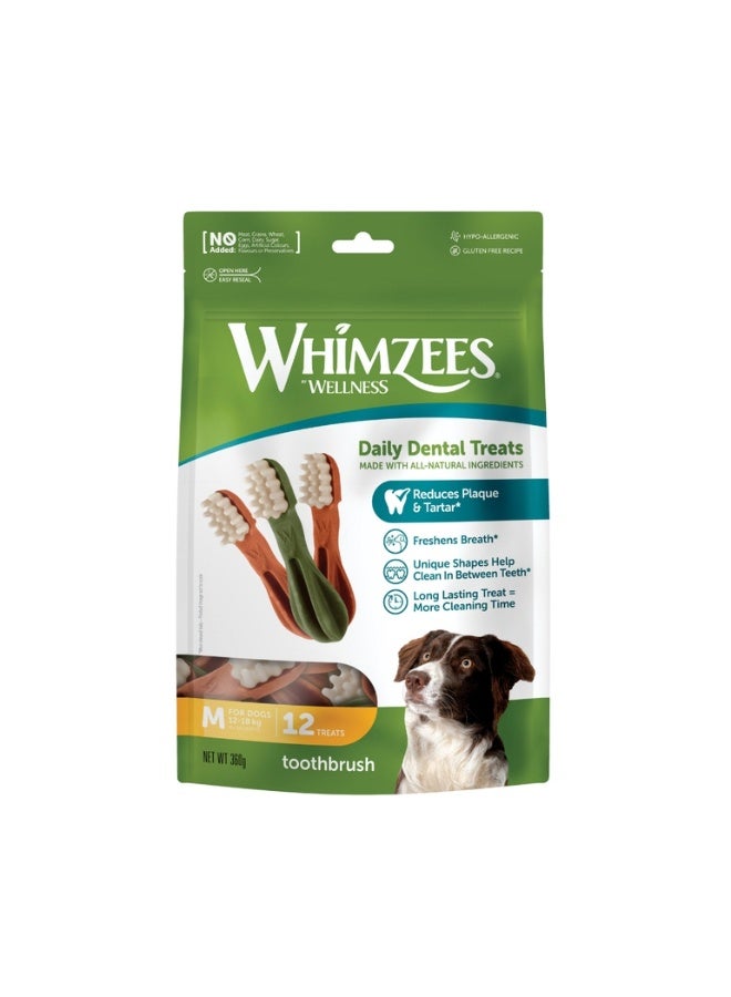 WHIMZEES Wellness Whimzees Dental Brush Treats for Medium Dogs – 12 Pieces (420g)