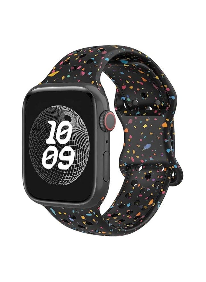 Generic - Sport Band Compatible with Apple Watch Band 42mm 44mm 45mm 46mm 49mm for Women Men, Recycled Plastic Soft Silicone Strap for iWatch Series 10 9 8 7 6 5 4 3 2 1 Ultra SE (Black) - Image 1