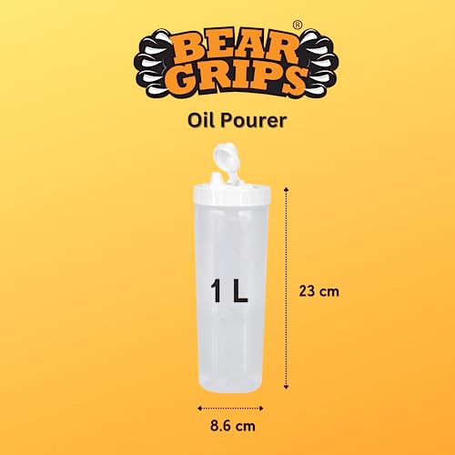 Bear Grips Plastic Oil Dispenser With Lid - 1 liter, Pack Of 1, White - Image 3