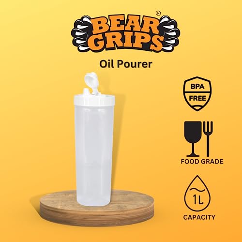 Bear Grips Plastic Oil Dispenser With Lid - 1 liter, Pack Of 1, White - Image 2