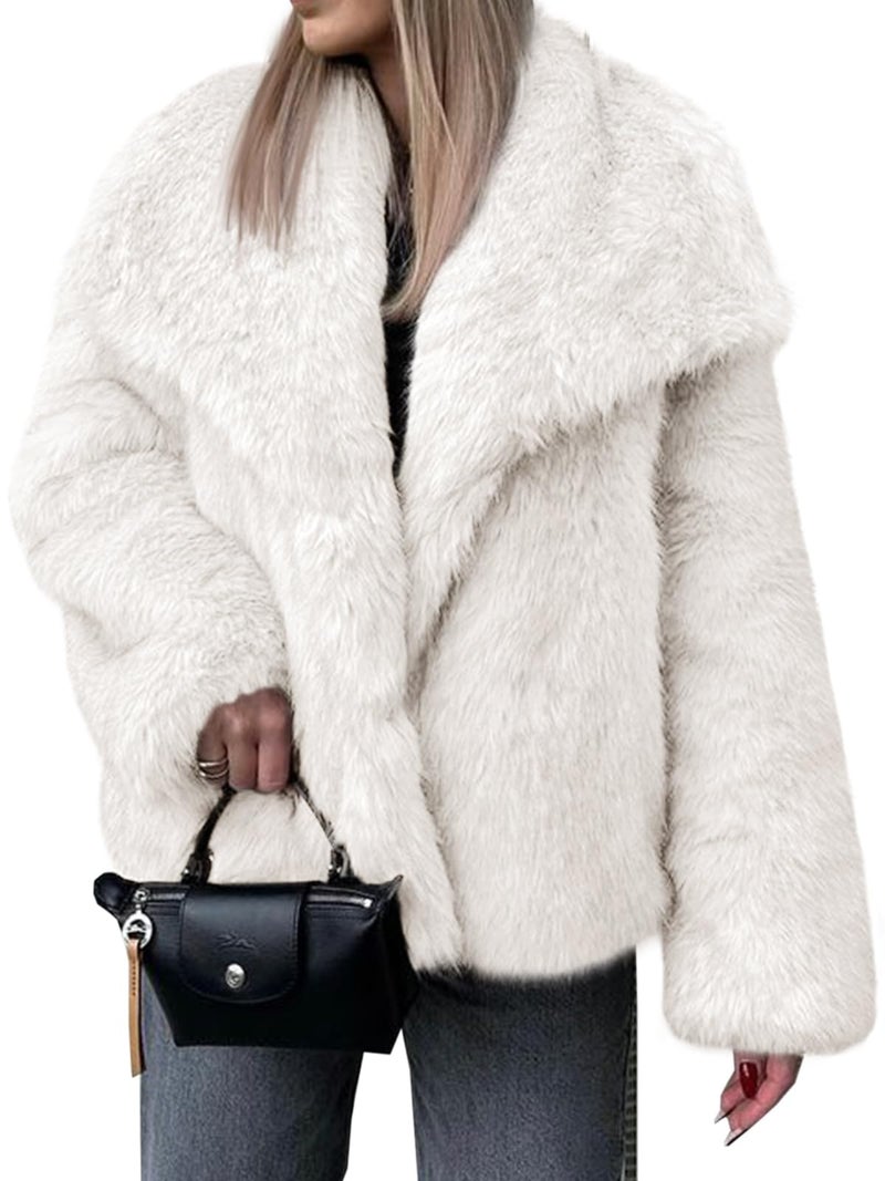 Cicy Bell Womens Faux Fur Coat Winter Shaggy Casual Oversized Lapel Jackets Warm Fuzzy Outerwear - Image 1