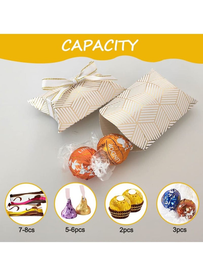 50 Pack Candy Box, Candy Box, Kraft Paper Pillow Candy Box, Decor Girl Birthday Baby Party Ideas Wedding Supplies (Gold Diamonds 3.58x2.48 Inches) - Image 4