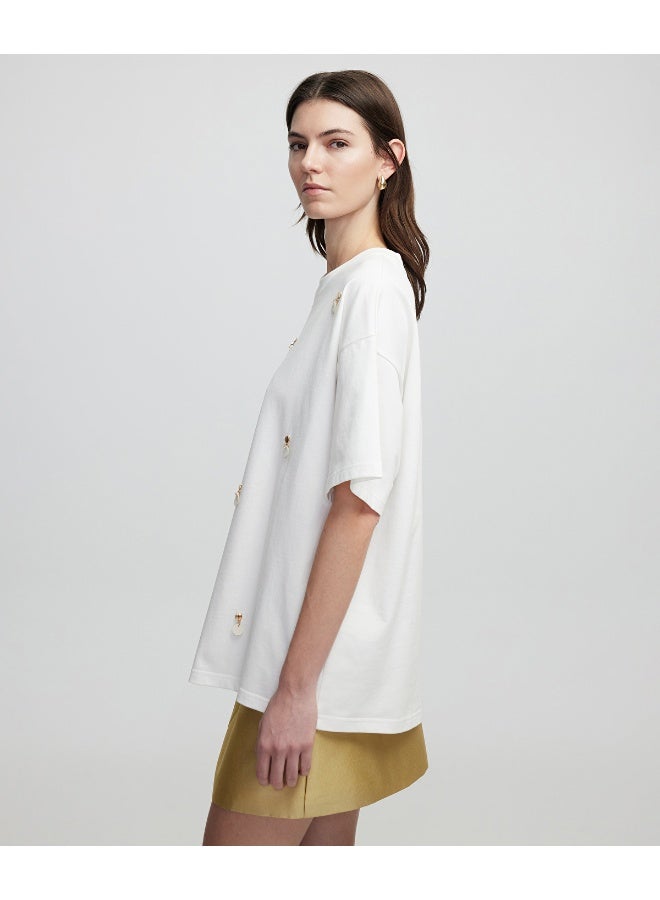 Ipekyol T-Shirt With Faux Leather Applique  - Image 2