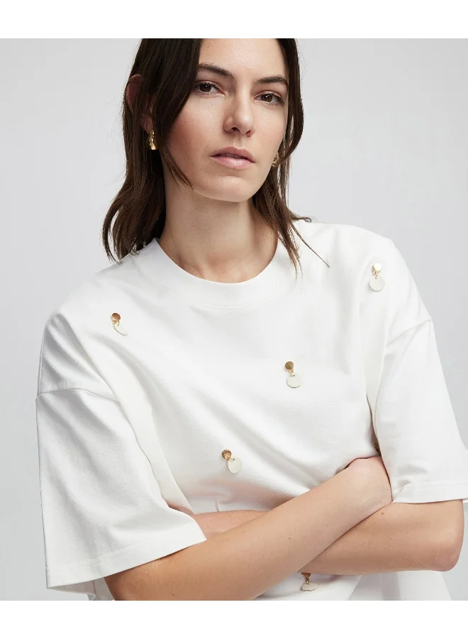 Ipekyol T-Shirt With Faux Leather Applique