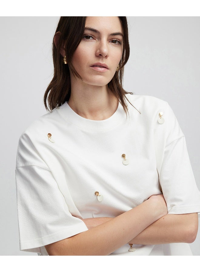 Ipekyol T-Shirt With Faux Leather Applique  - Image 4