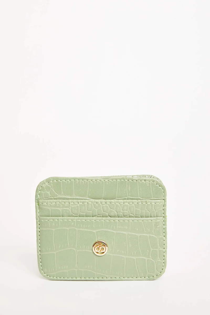 Woman Faux Leather Croco Card Holder