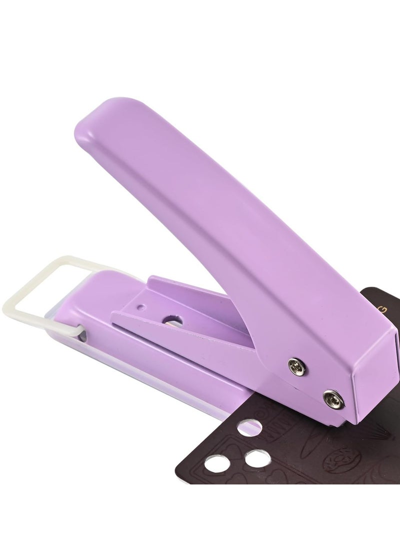 Purple Single Hole Puncher, 1/4 Diameter, Heavy Duty, 15 Sheet Capacity for ID Cards,and Office Use. - Image 1