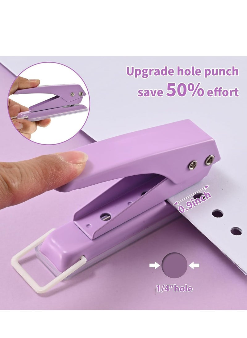 Purple Single Hole Puncher, 1/4 Diameter, Heavy Duty, 15 Sheet Capacity for ID Cards,and Office Use. - Image 2