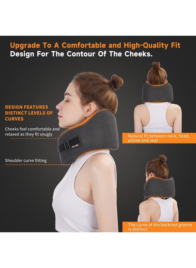 MLVOC MLVOC Travel Pillow Memory Foam Neck Pillow, Adjustable Comfort Breathable Cover, Airplane Travel Set with 3D Sleep mask, Earplugs Box, for Airplane, Car, Office, Home (Full Black) - Image 3