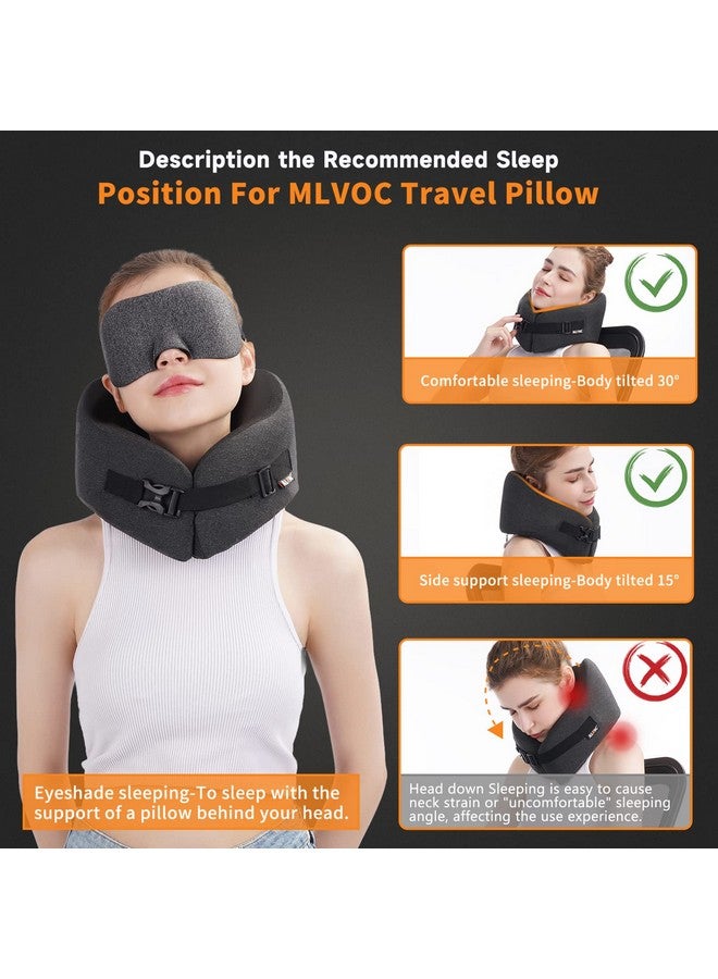 MLVOC MLVOC Travel Pillow Memory Foam Neck Pillow, Adjustable Comfort Breathable Cover, Airplane Travel Set with 3D Sleep mask, Earplugs Box, for Airplane, Car, Office, Home (Full Black) - Image 2