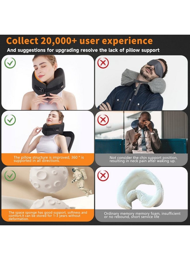 MLVOC MLVOC Travel Pillow Memory Foam Neck Pillow, Adjustable Comfort Breathable Cover, Airplane Travel Set with 3D Sleep mask, Earplugs Box, for Airplane, Car, Office, Home (Full Black) - Image 5