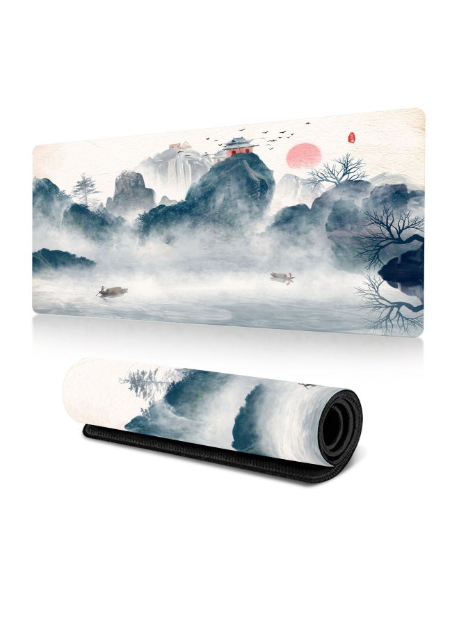 Ink Cherry Blossom Mouse Pad Large Office Desk Pad Dead Life Black And White Series Mouse Pad Rubber Non-slip-Color:300*700*3MM-Pattern:Pattern 24  - Image 1