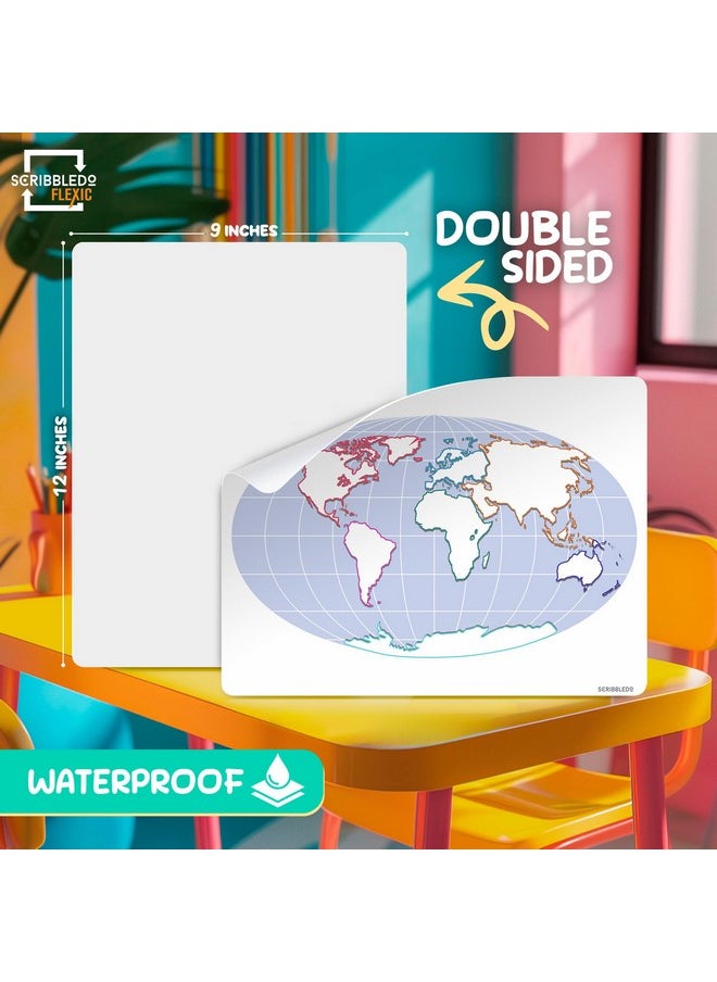 Scribbledo Continent Practice Sheets 9”X12” Map Of The Seven Continents Dry Erase World Globe Sheets Homeschool Supplies Learning Map Teacher Students Classroom Pack Of 10 Sheets  - Image 2