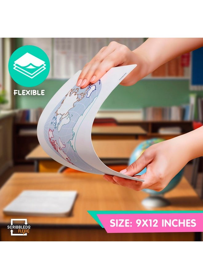 Scribbledo Continent Practice Sheets 9”X12” Map Of The Seven Continents Dry Erase World Globe Sheets Homeschool Supplies Learning Map Teacher Students Classroom Pack Of 10 Sheets  - Image 5