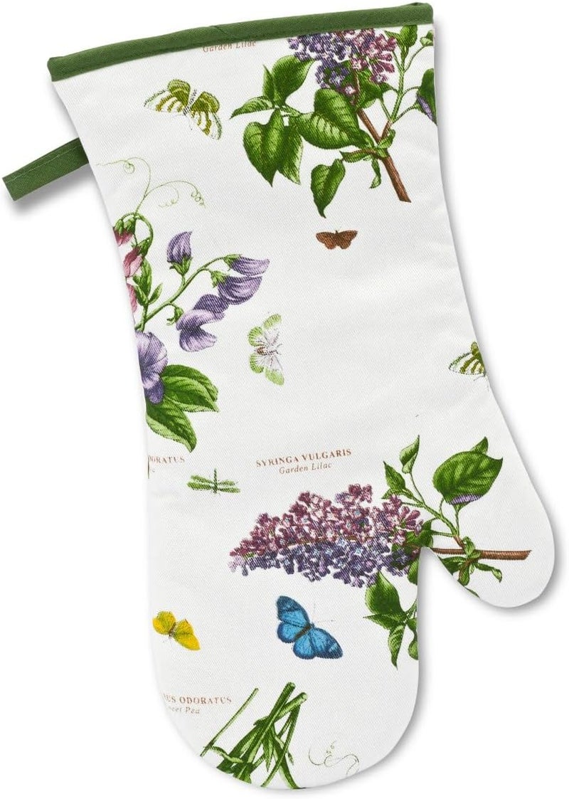 Pimpernel Botanic Garden 145 Gauntlet Oven Glove  Floral Motif  Cotton Textile Blend  Machine Washable  Ideal for Cooking Grilling and Baking