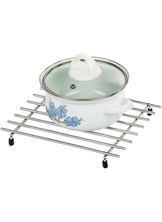 كوبمان حاملات أواني متعددة الأغراض من الفولاذ المقاوم للصدأ، مقاومة للحرارة - واقي سطح عمل المطبخ، مسند ملاعق وسجادة طاولة المطبخ، وسادات ساخنة مرنة/ثقيلة/متينة/مانعة للانزلاق وقواعد أكواب - Image 1