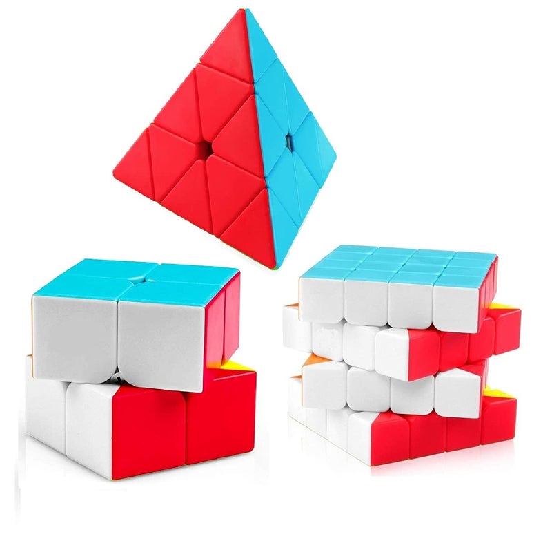 AUTHFORT Cube 2X2, 4X4 And Pyraminx Pyramid Triangle Puzzle For Kid Cubes Combo Set Of 3 - Image 1