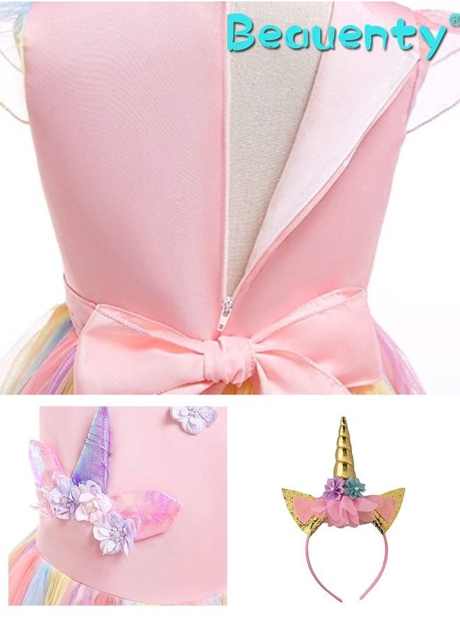 Beauenty Baby Girls Rainbow Unicorn Tutu Dress Princess Fancy Dress  - Image 2