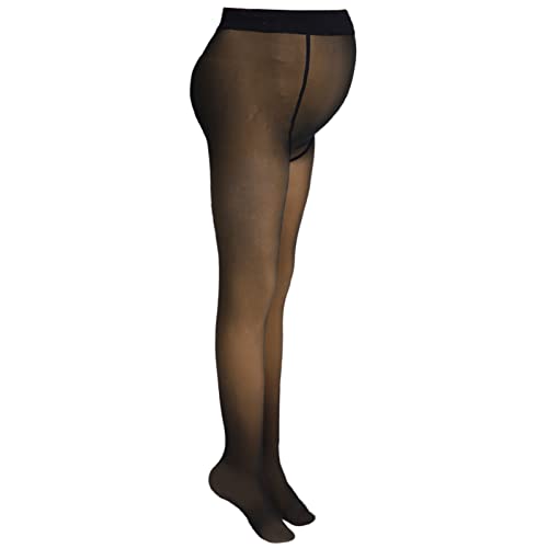 Bonuci Maternity Pantyhose Pregnancy Fleece Lined Tight Women Stretchy Opaque High Waist Legging (Translucent Black) - Image 1