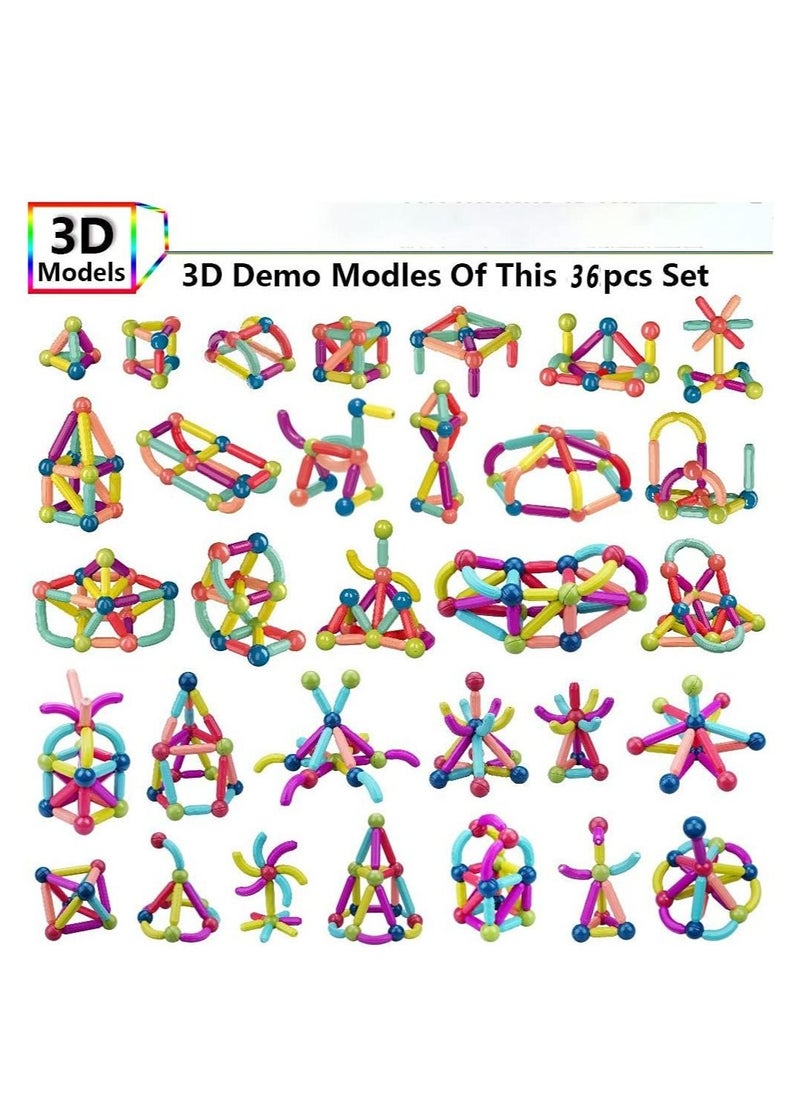 ULHYC 36 Pieces Magnetic Building Sticks Blocks Toy  - Image 2