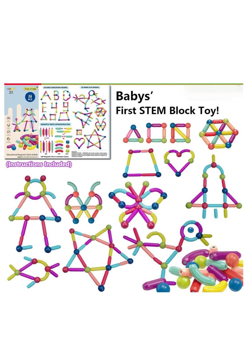 ULHYC - 36 Pieces Magnetic Building Sticks Blocks Toy - Image 1