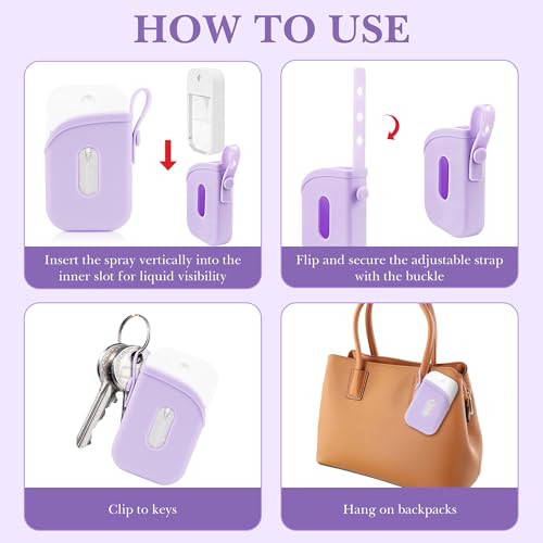Linkidea Silicone Sanitizer Storage Case, Portable Travel Accessories, Exact Size of Container Compatible with 1 FL OZ Touchland, Fashion Accessory with Belt Fits Daily Use (Purple) - Image 3