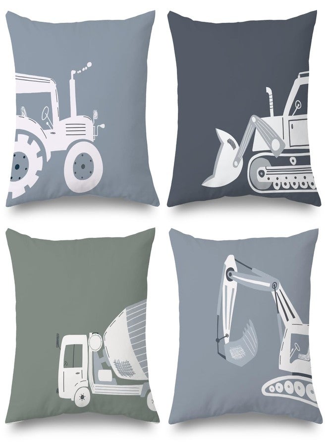 Supwhd Construction Truck Pillow Covers 18x18 Set of 4,Construction Room Decor for Boys, Construction Truck Decor for Toddler Boys Room Bedroom Playroom Nursery - Image 1