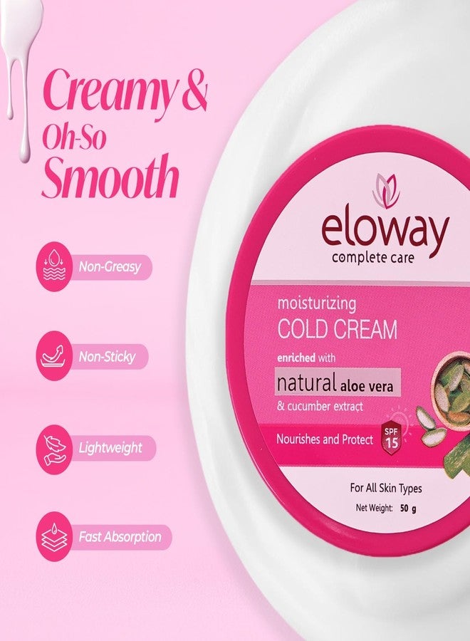 Eloway Moisturizing Cold Cream 50g (Pack of 3) with SPF 15 | Non-Sticky Face Cream with Aloe Vera & Cucumber | Natural Ingredients, For All Skin Types - Image 5