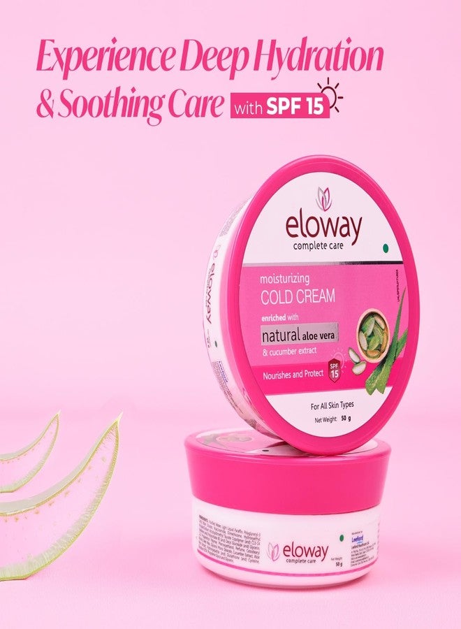 Eloway Moisturizing Cold Cream 50g (Pack of 3) with SPF 15 | Non-Sticky Face Cream with Aloe Vera & Cucumber | Natural Ingredients, For All Skin Types - Image 2