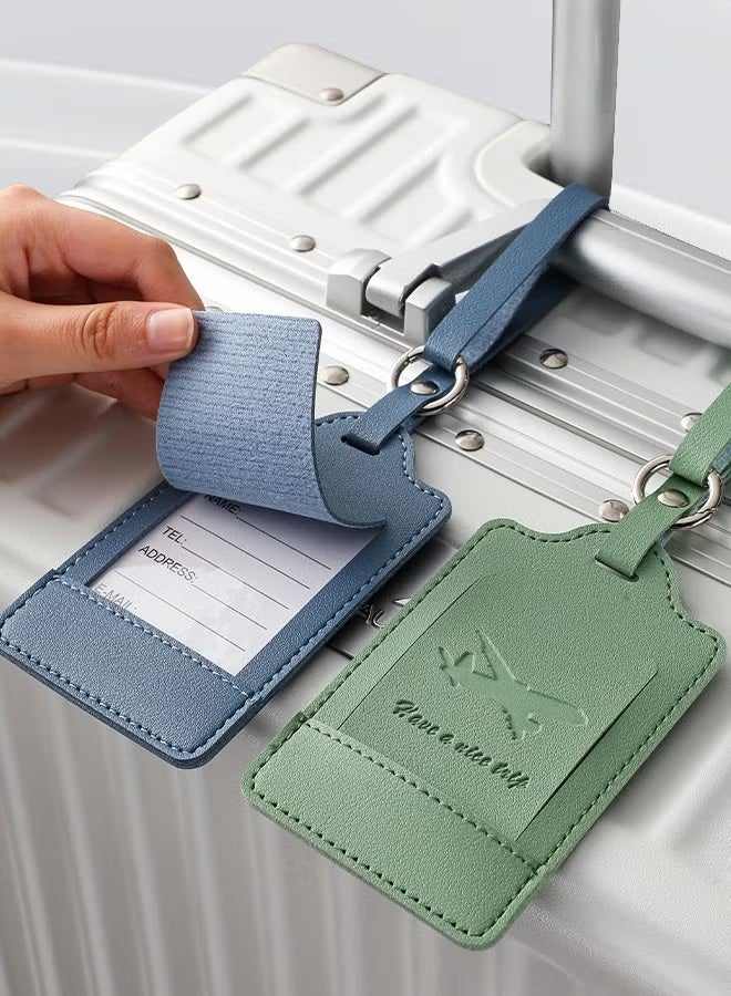 nookly 5 Pack PU Leather Luggage Tags with PVC Window & Metal Clasp, Personalized Travel Bag ID Tags for Suitcases (Multi-Color) - Image 2