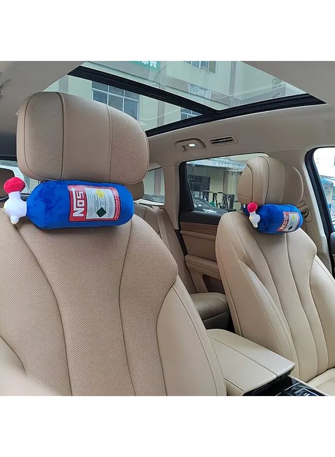 NOS Blue Car Neck Pillow Cylindrical Headrest Motorcycle Decoration - Image 4
